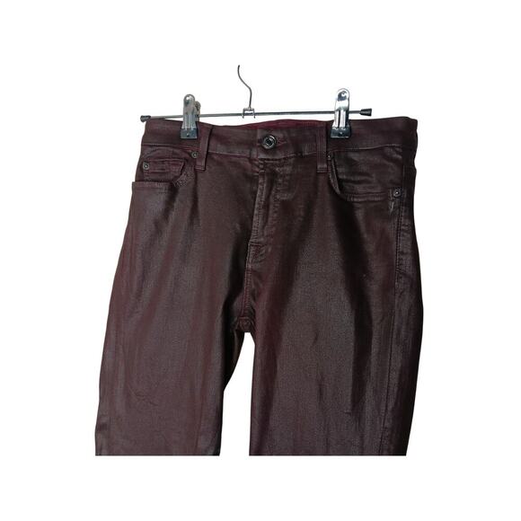 7 For All Mankind Coated Skinny Jeans Women’s 27 Dark Purple Metallic Waxed - Picture 6 of 16